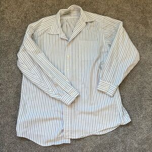 MENS STRIPED BLUE AND WHITE BUTTON UP COLLARED SHIRT MENS 16 1/2 - 33